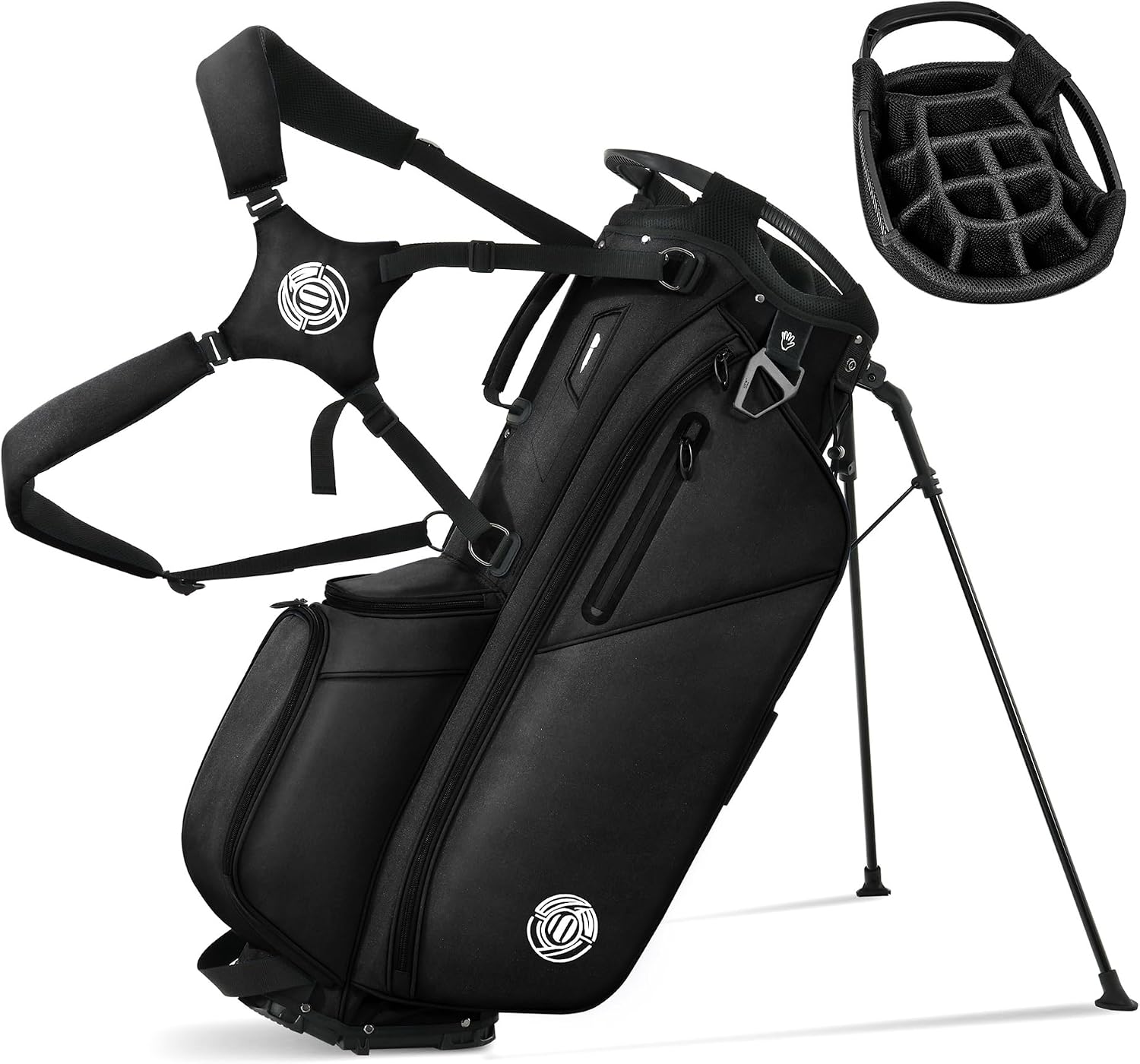 Golf Stand Bag 14 Way, Lightweight Golf Bags for Men Women with Stand, Padded Ergonomic Double Strap, Full Length Dividers, Multiple Pockets, Rain Hood