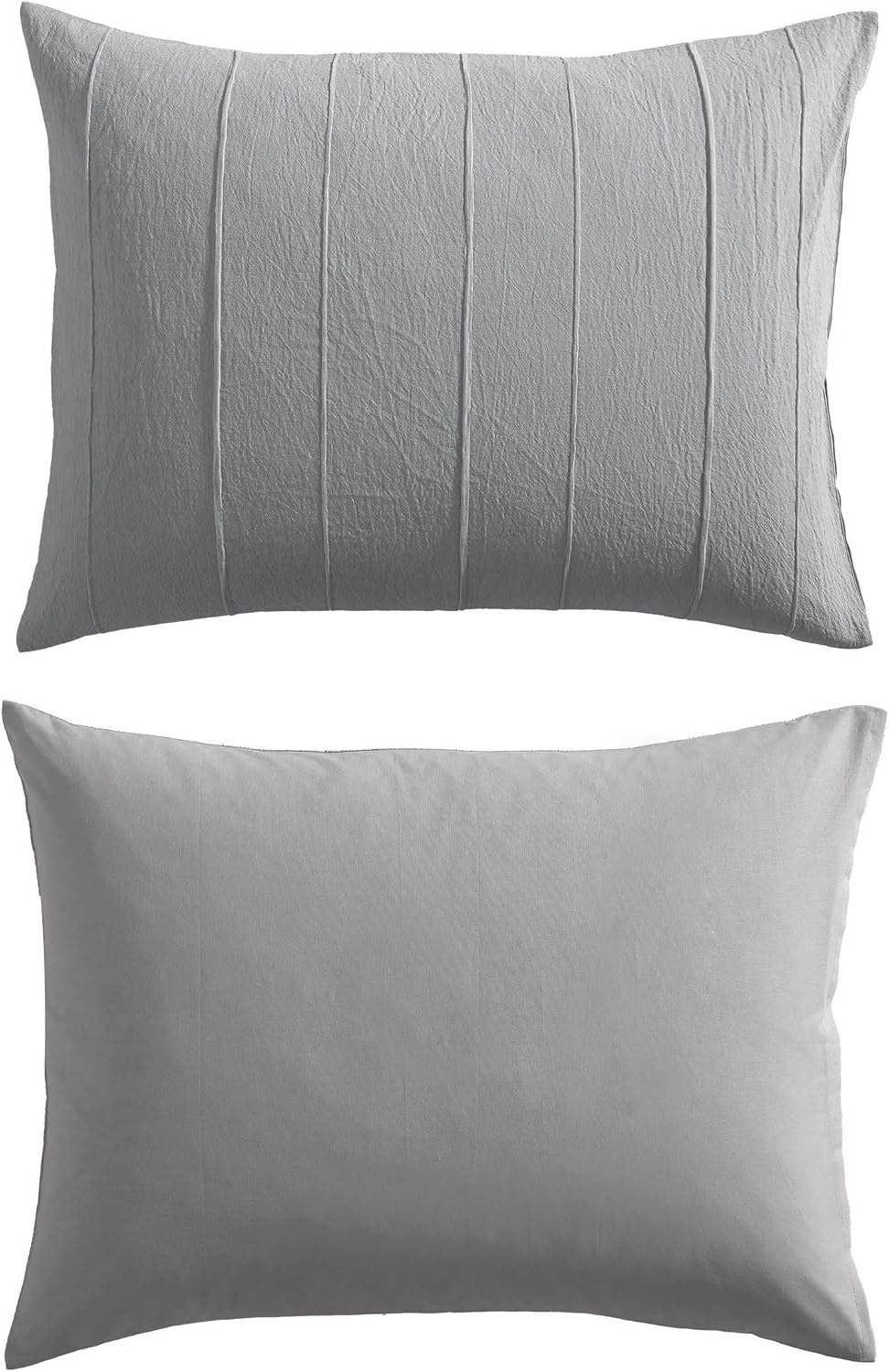 Vera Wang - King Comforter Set, Soft Cotton Bedding w/Smooth Cotton Percale Reverse, Lightweight for Year Round Comfort, 3 Piece Bed Set w/Matching Pillowcases (Woven Tucks Grey)