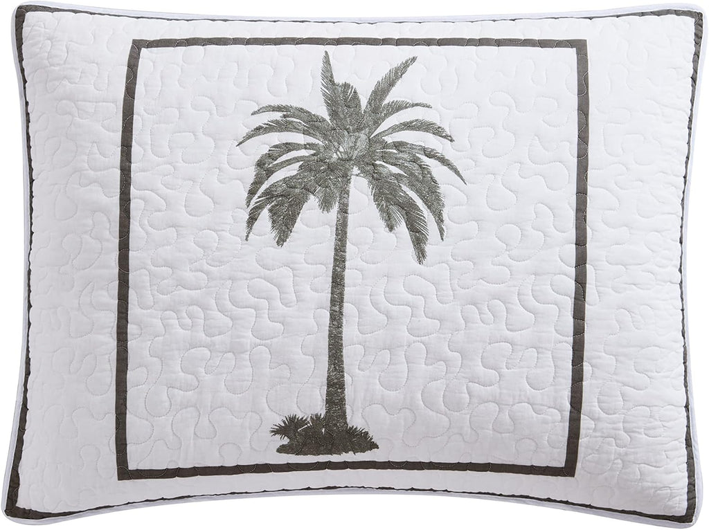 Tommy Bahama - King Quilt, Reversible Cotton Bedding, Breathable Bedding Set for All Seasons (Palm Island Green, King)