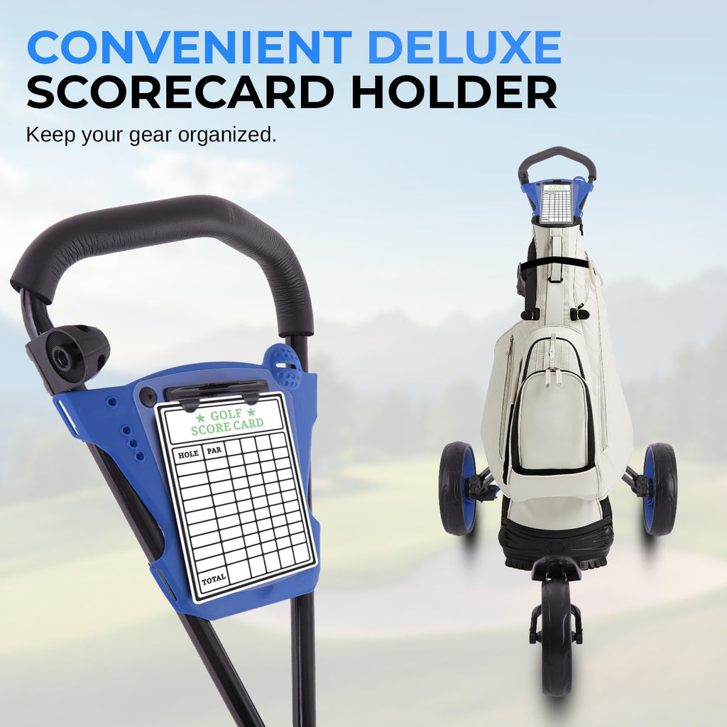 SereneLife Golf Push Pull Cart – Lightweight, Foldable, Bag Holder with Adjustable Handle, Caddy Accessories, Compact Folding Golf Trolley for Travel