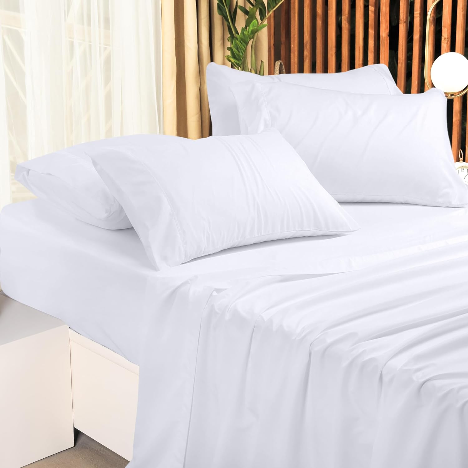 Utopia Bedding King Size Sheet Set - Bulk Pack of 8 Bed Sheets Set - Soft Brushed Microfiber - Deep Pockets - Shrinkage & Fade Resistant - Easy Care (White)
