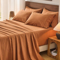 Bedlifes 100% French Flax Linen Sheets Set Queen Size - 6 Piece Extra Deep Pocket 18-24',Soft Breathable Queen Bed Sheets with Temperature Regulating & Moisture-Wicking(Brown