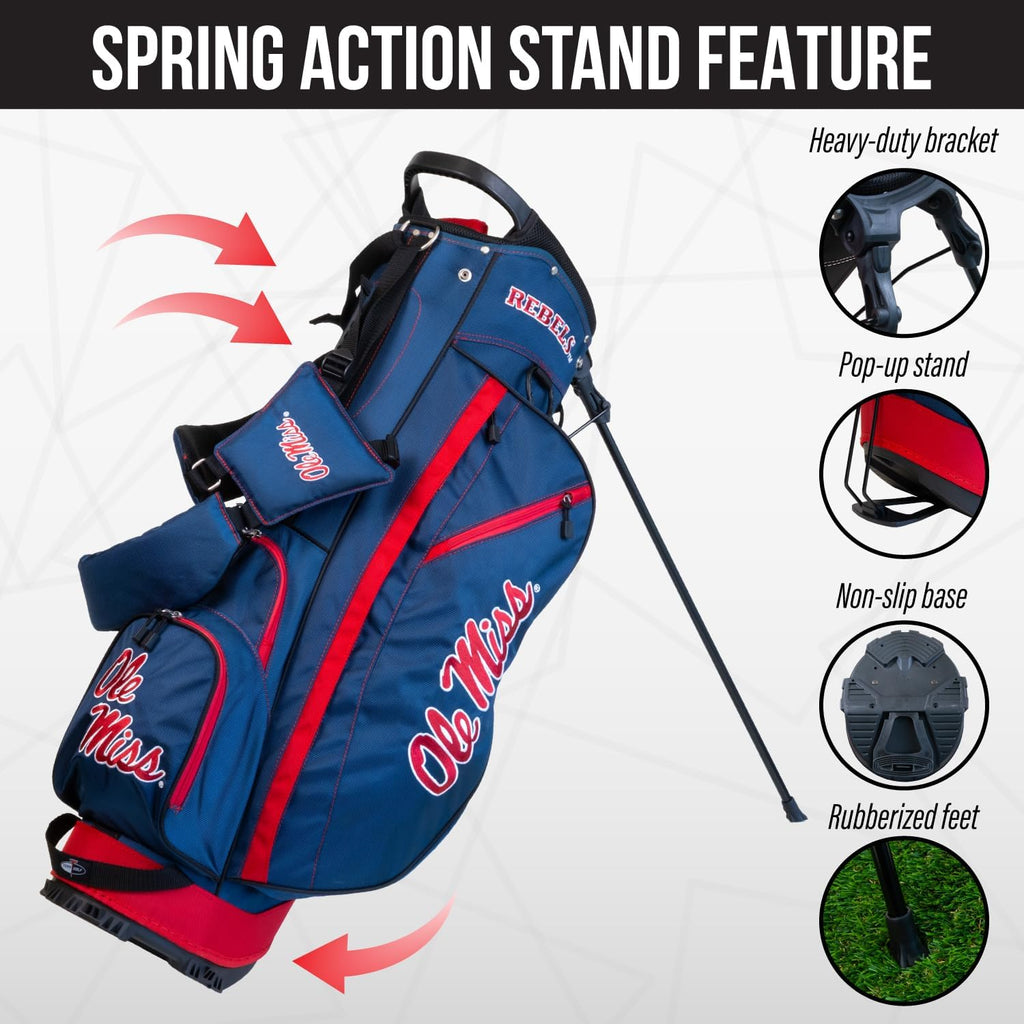 Team Golf NCAA Fairway Golf Stand Bag, Lightweight, 14-Way Top, Spring Action Stand, Insulated Cooler Pocket, Padded Strap, Umbrella Holder & Removable Rain Hood