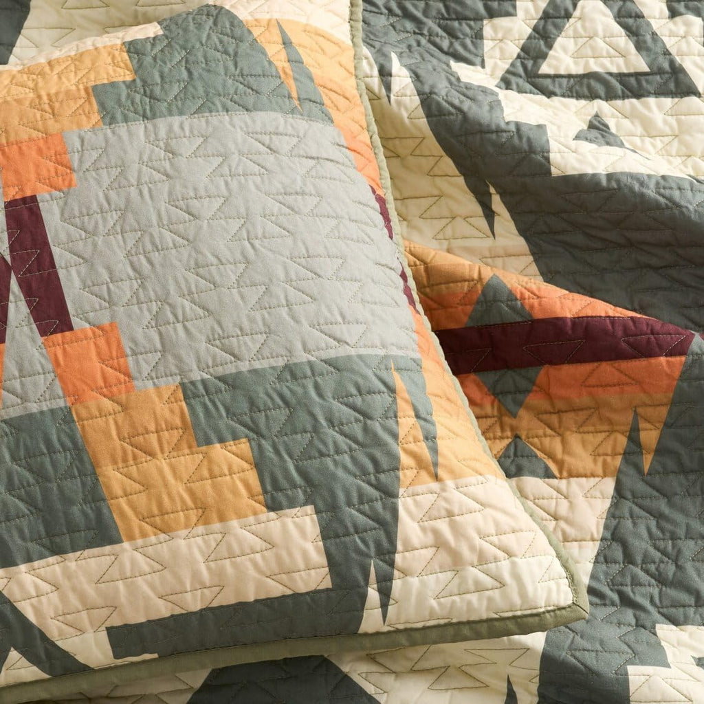 Pendleton King Quilt Set – 100% Cotton 3 Piece Quilt Set with Shams, Soft Lightweight Bedding for King Size Bed, Sage Green Patterned Comforter Alternative, King Bedding Set (Siskiyou)