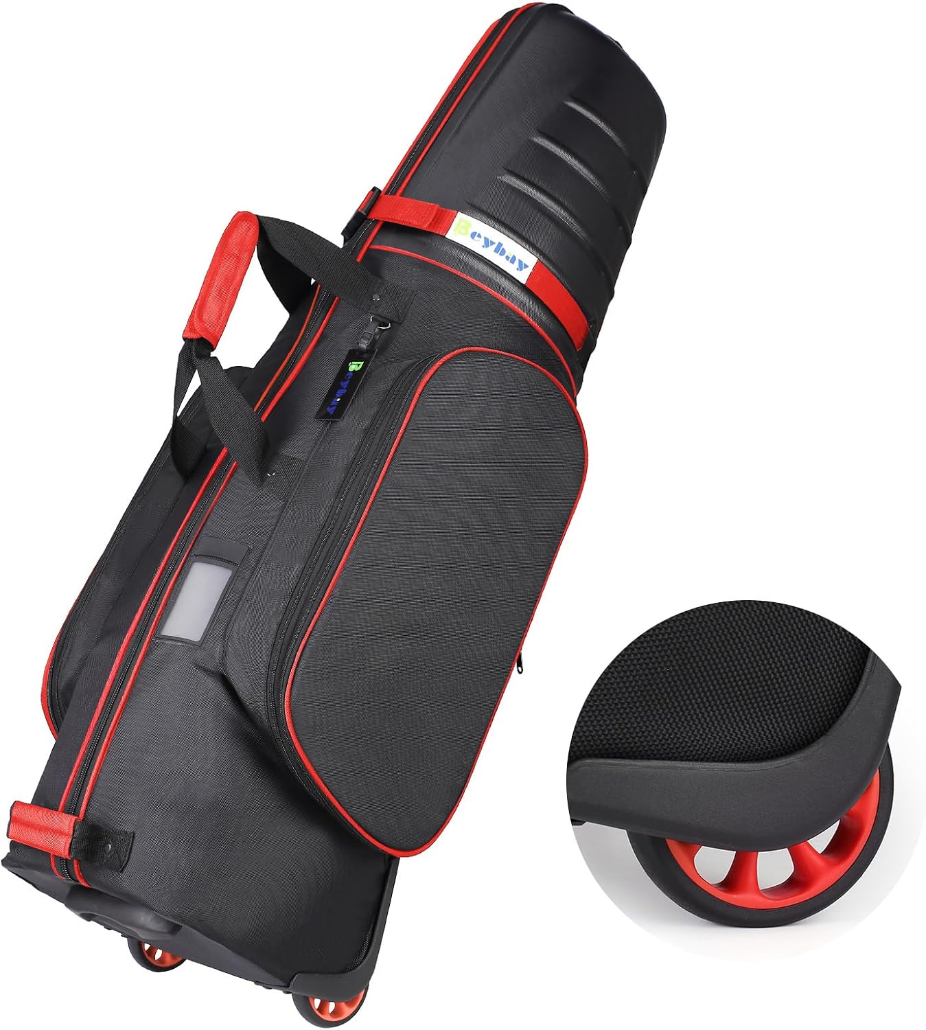 Golf Travel Bags for Airlines with Reinforced Wheels and Hard Case Top, Lightweight and Easy to Maneuver, Excellent Zipper Protect Your Clubs Red