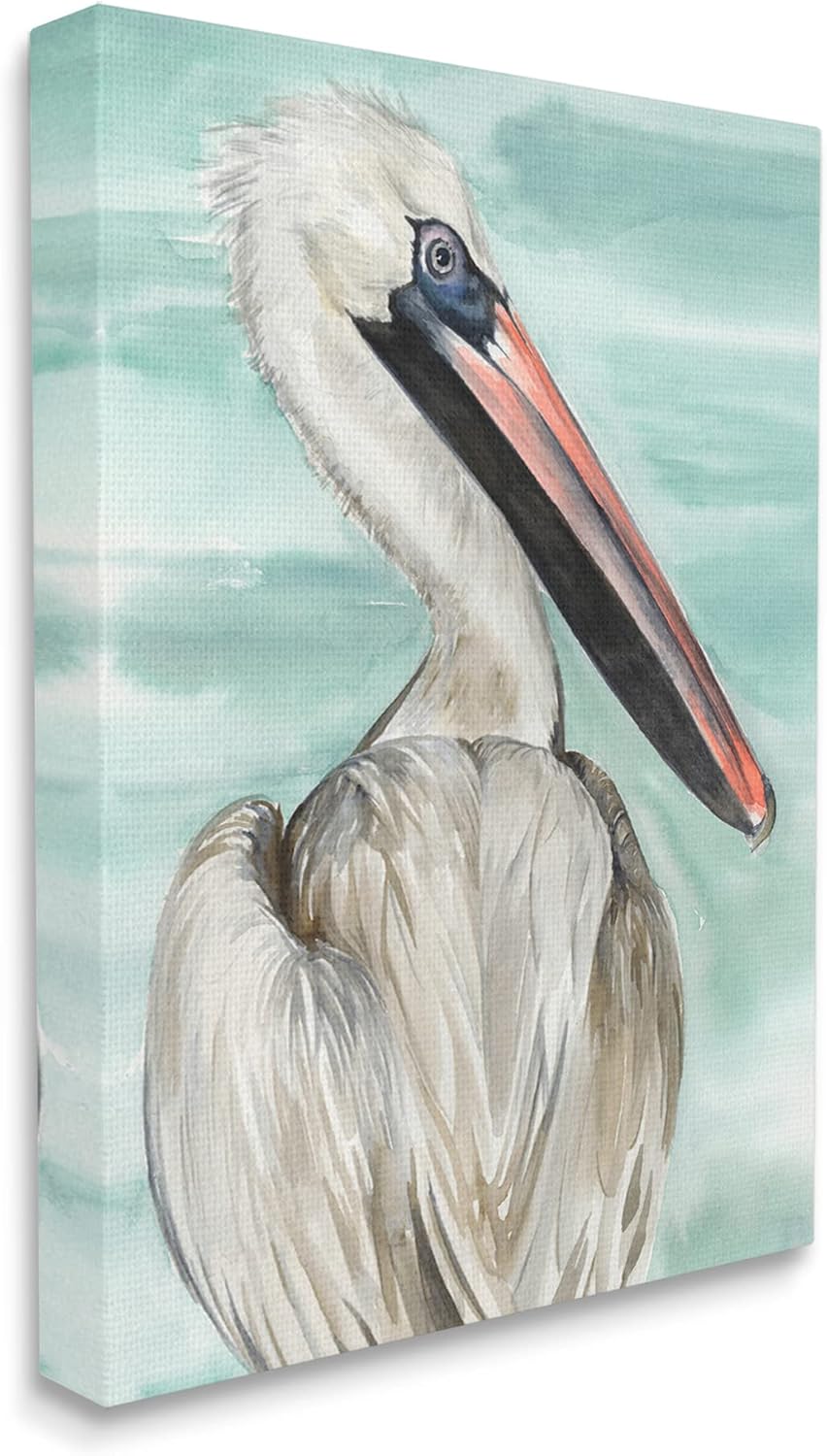 Stupell Industries White Coastal Pelican Watching Calm Water Sea Painting,Design by Jennifer Paxton Parker