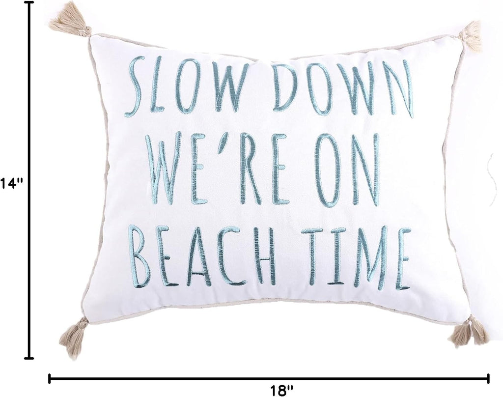 Levtex home Stone Harbor Decorative Pillow (14x18in.) - Beach Time - Blue, White, and Beige
