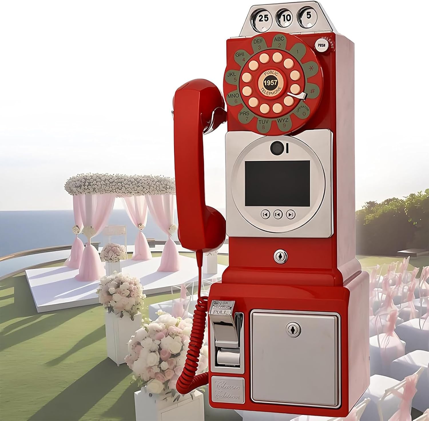 Video Audio Guest Book Wedding Phone, 32GB Customized Video Audio Guest Book Alternatives With Lens Recording,Video Audio Phone guestbook, Preserve Your Special Occasions,Red