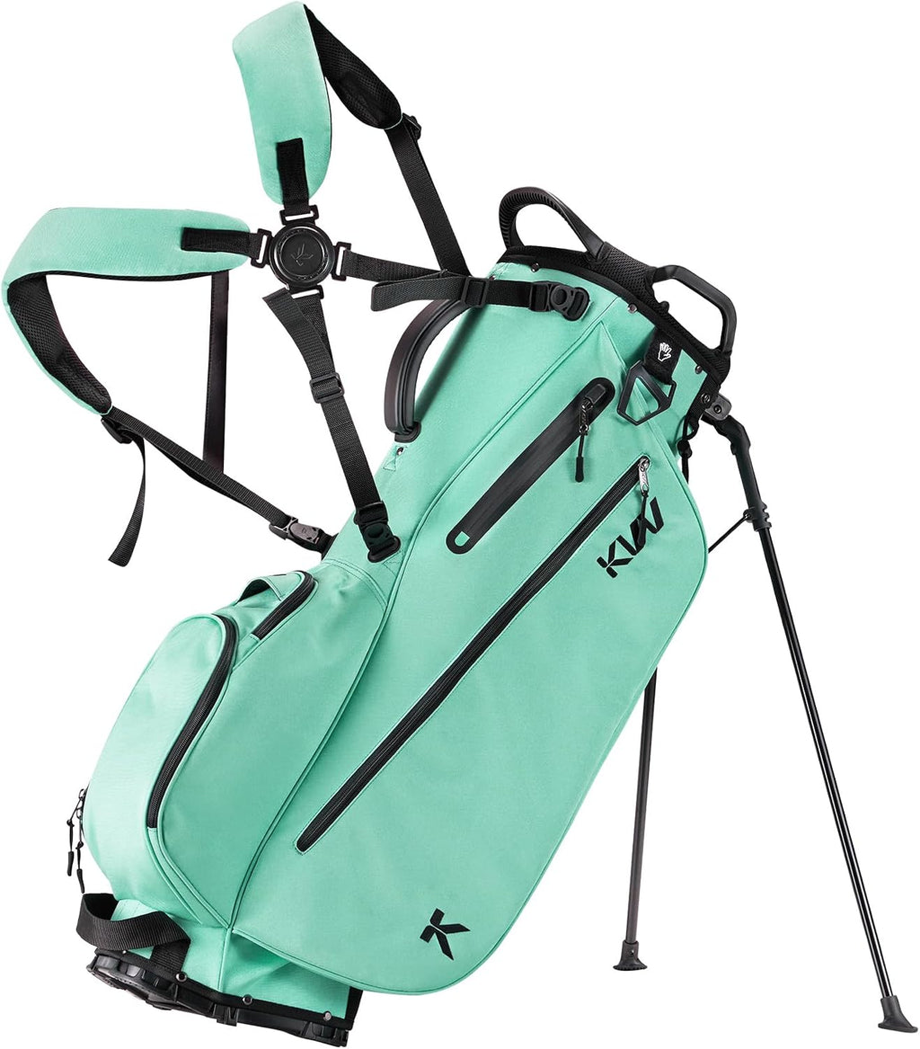 KVV Lightweight Golf Stand Bag with 7 Way Full-Length Dividers, 5 Zippered Pockets, Automatically Adjustable Dual Straps，Elegant Design