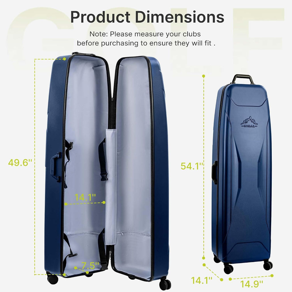 uniHimal Hard Case Golf Travel Bag with Wheels - PC Hard Shell Design Waterproof, Durable & Large Capacity - Golf Travel Case for Golf Clubs Ultimate Protection.