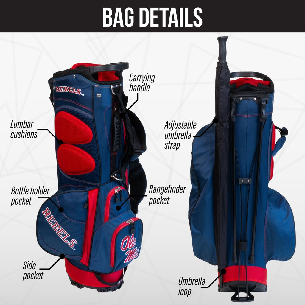 Team Golf NCAA Fairway Golf Stand Bag, Lightweight, 14-Way Top, Spring Action Stand, Insulated Cooler Pocket, Padded Strap, Umbrella Holder & Removable Rain Hood