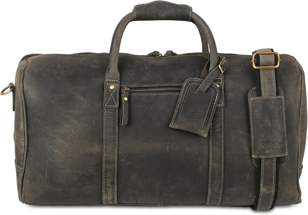 Leather Travel Duffle Bags for Men and Women cabin friendly Weekend Bag Sports Gym airplane carry on overnight duffel