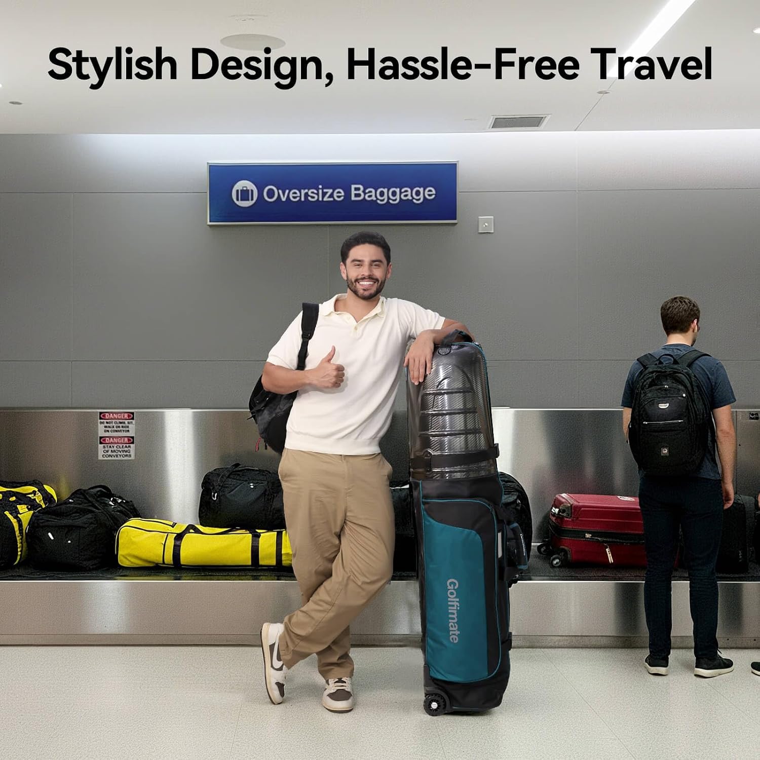 Golf Travel Bags for Airlines with Carbon Fiber Hard Top, Protective Club Traveling Cover with Wheel, Golf Club Carrier Case for Airplanes, Thick Padding, Durable Zippers and 2 Sided Spacious Pockets