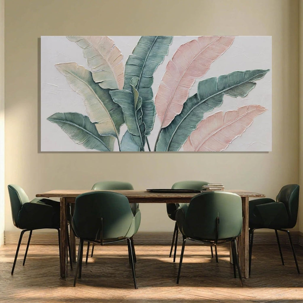 SHEYOYE Large Wall Art, Green Plant Canvas Painting, Pink Modern, Wall Hanging, Cuadros Para Comedor Elegantes y Modernos, For Office, Bedroom, Office | 29' x 58'