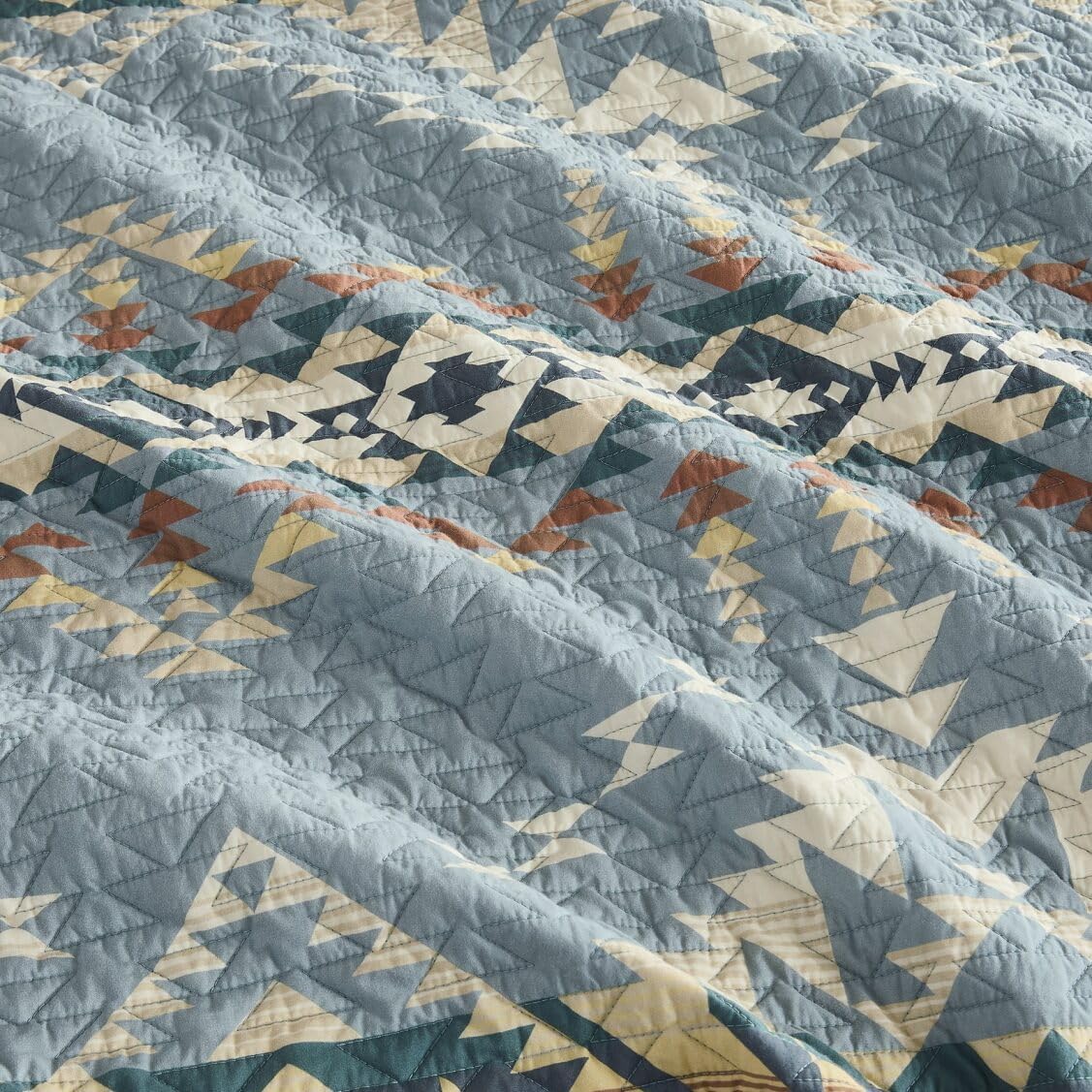 Pendleton King Quilt Set – 100% Cotton 3 Piece Quilt Set with Shams, Soft Lightweight Bedding for King Size Bed, Light Blue Patterned Comforter Alternative, King Bedding Set (Bridge Creek)
