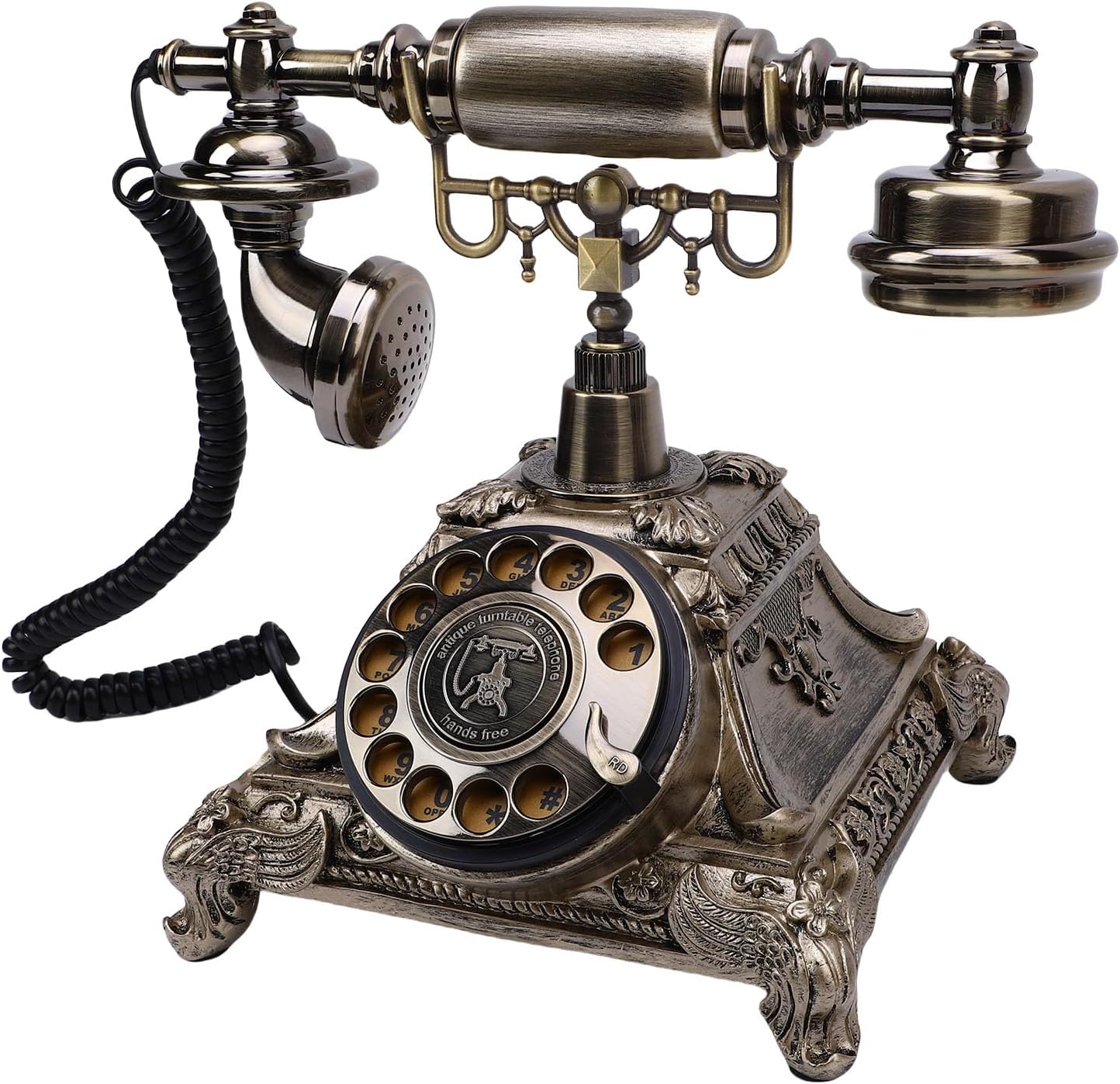 PUSOKEI Audio Guest Book Wedding Phone, Vintage Audio Guestbook Phone with Recording Function - 32GB Memory Retro Message Keeper for Wedding Anniversary Party Gift (Antique Brass Color)