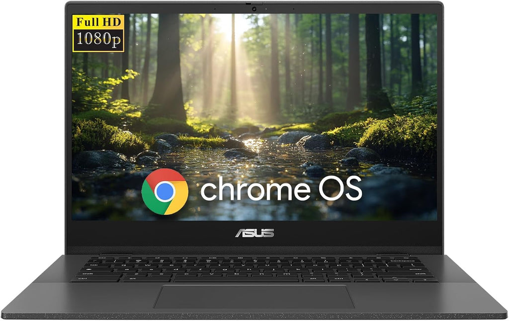 ASUS Chromebook CM1402 14' FHD Laptop, MediaTek Kompanio 520, 4GB LPDDR4x-3600 MHz RAM, 128GB Storage(64GB eMMC+64GB Micro SD), HD Webcam, WiFi 6, Bluetooth, Chrome OS, Gravity Gray
