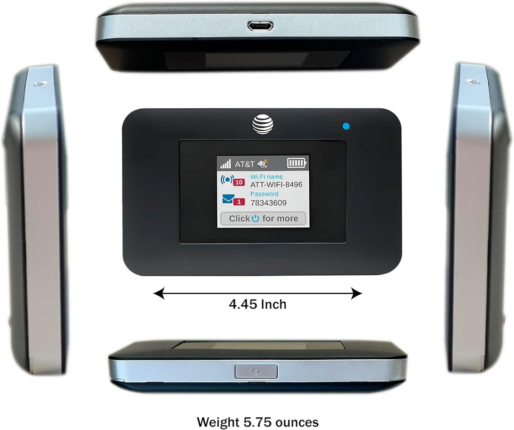 AT&T Unite Express 4G LTE Mobile Hotspot, AC797-100NAS, AirCard 797 Wi-Fi 5 Cellular Wireless Router, LTE Cat-13 Internet Speeds up to 400 Mbps, Perfect for Travel & Work