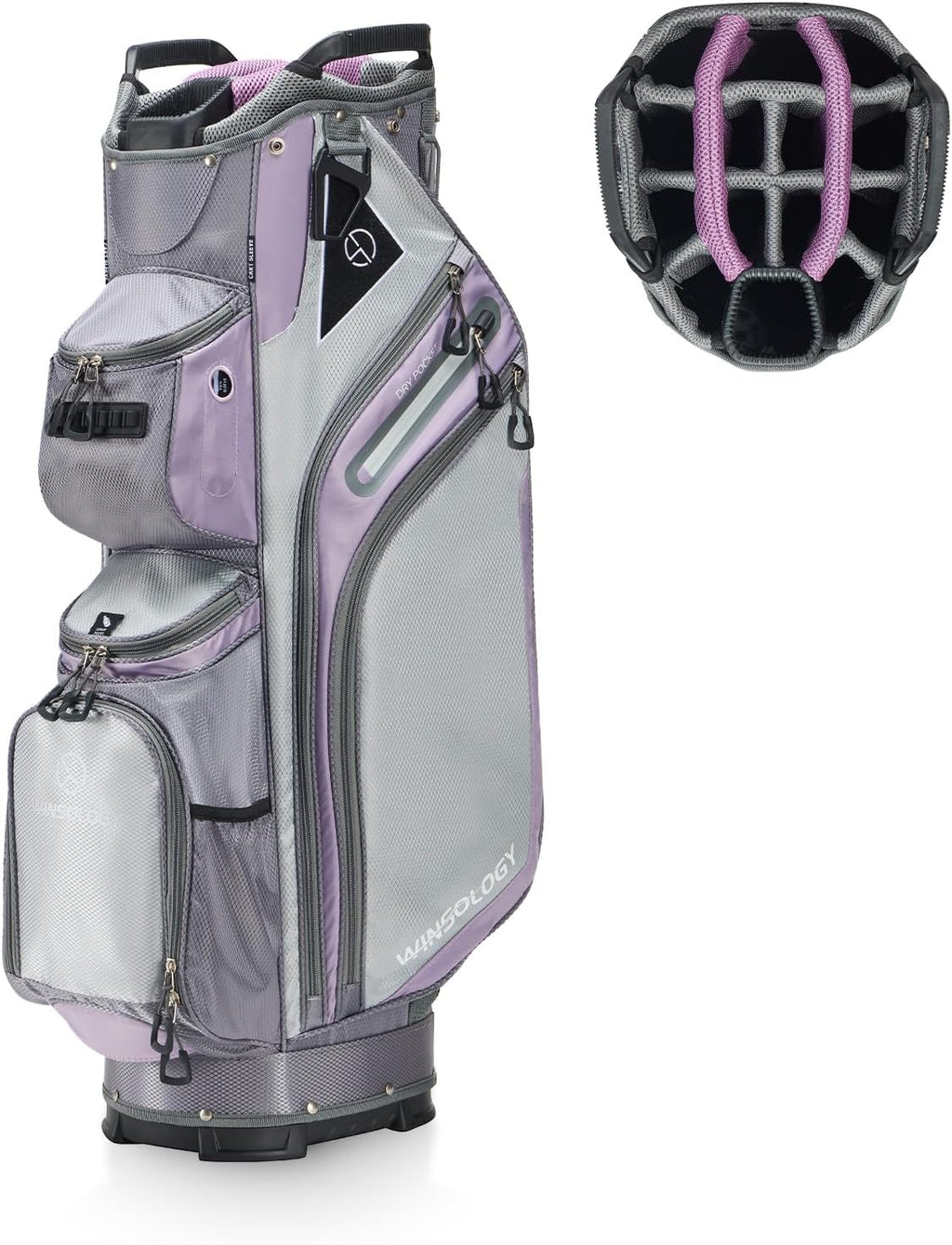 Max Lightweight Golf Cart Bag with Dual Handles and 14 Way Individual Full Length Dividers, Golf Club Bag with 11 Pockets, Large Putter Well, Double Strap Cooler for Men & Women