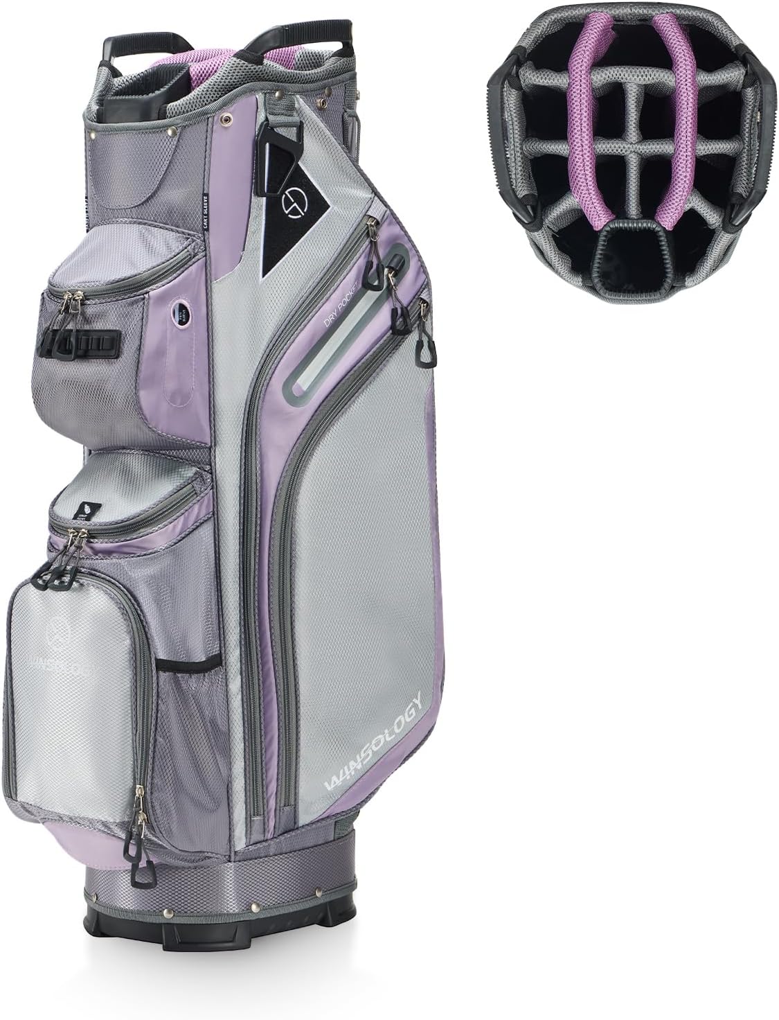 Max Lightweight Golf Cart Bag with Dual Handles and 14 Way Individual Full Length Dividers, Golf Club Bag with 11 Pockets, Large Putter Well, Double Strap Cooler for Men & Women