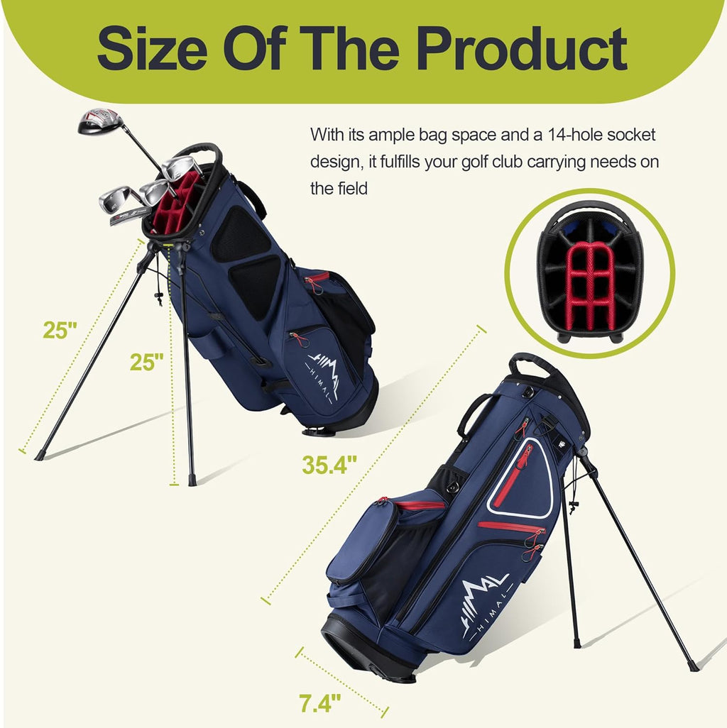 GoHimal 14 Way Golf Stand Bag, Golf Bags for Men with Stand, Top Dividers Ergonomic with 10 Pockets Golf Club Bags