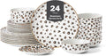 Christian Siriano Majestic 24-Piece Dinnerware Set Porcelain, Plates and Bowls Set, Dishwasher and Microwave Safe, Dish Set for 8, Multicolored