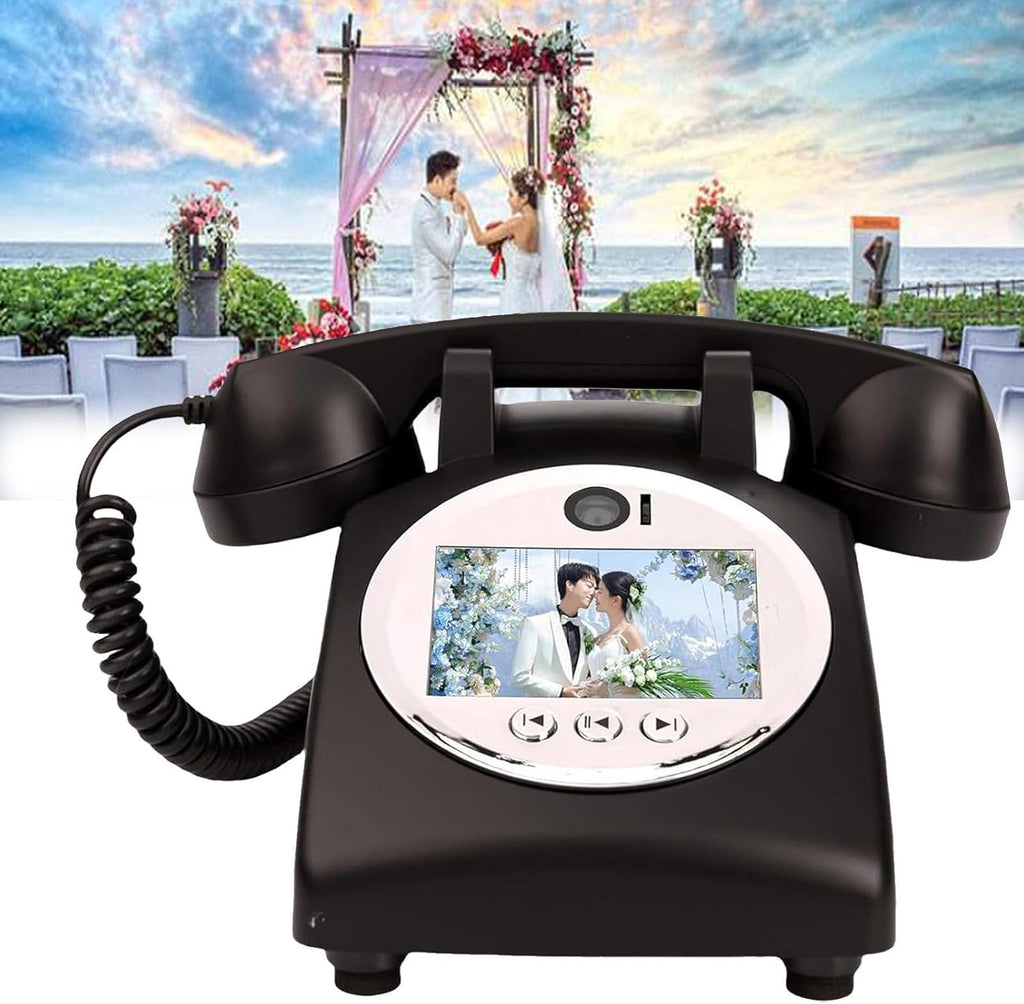 Audio Guest Book for Wedding Phone Audio GuestBook Record Customized Audio Messages Guest Book Classic Retro Style,Red (Black)