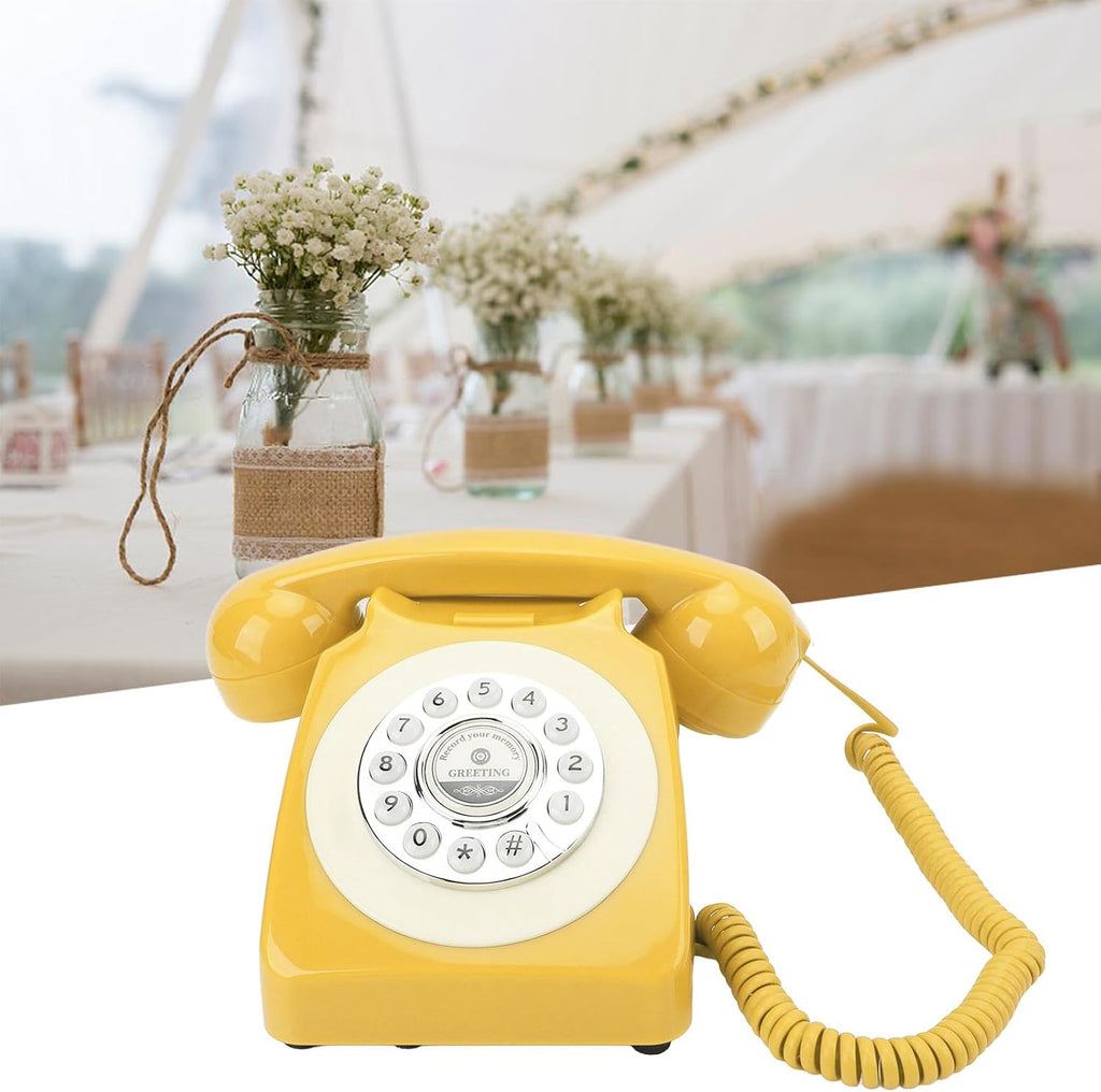 Audio Guest Book Wedding Phone, Clear Sound Convenient Use Audio Message Recording Telephone, Retro Phone Audio GuestBook for Wedding Event Birthday Party (Yellow Duck