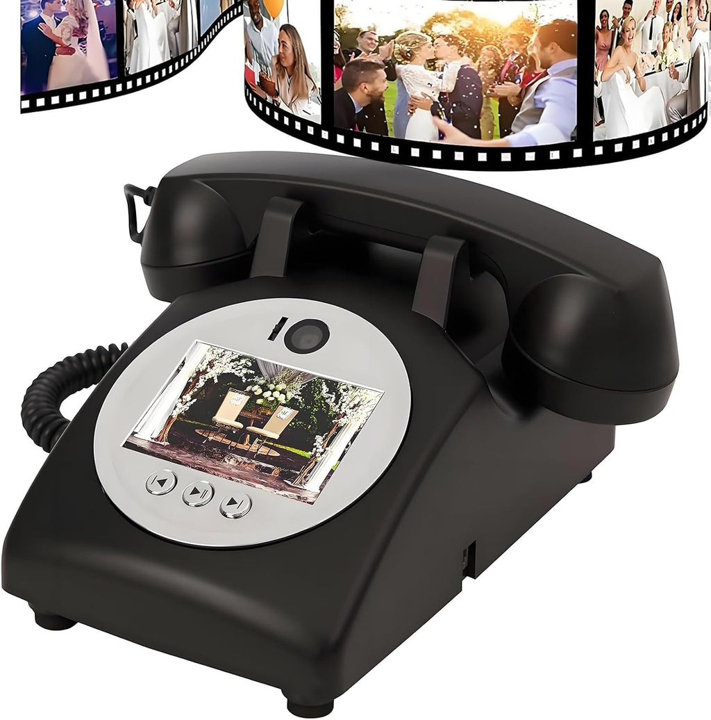 Video Audio Guest Book Phone, 1080P Video GuestBook Wedding Phone, 32G SD Card Customized Video Audio Guest Book with Lens Recording for Wedding Bridal Shower,Birthday,Graduations(Black)