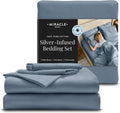 Miracle Made Breathable Cotton Bed Sheets, 4-Piece Set – Silver-Treated, Soft and Cool-to-the-Touch Lightweight Bedding Designed for Hot Sleepers – Queen Size, Slate Blue