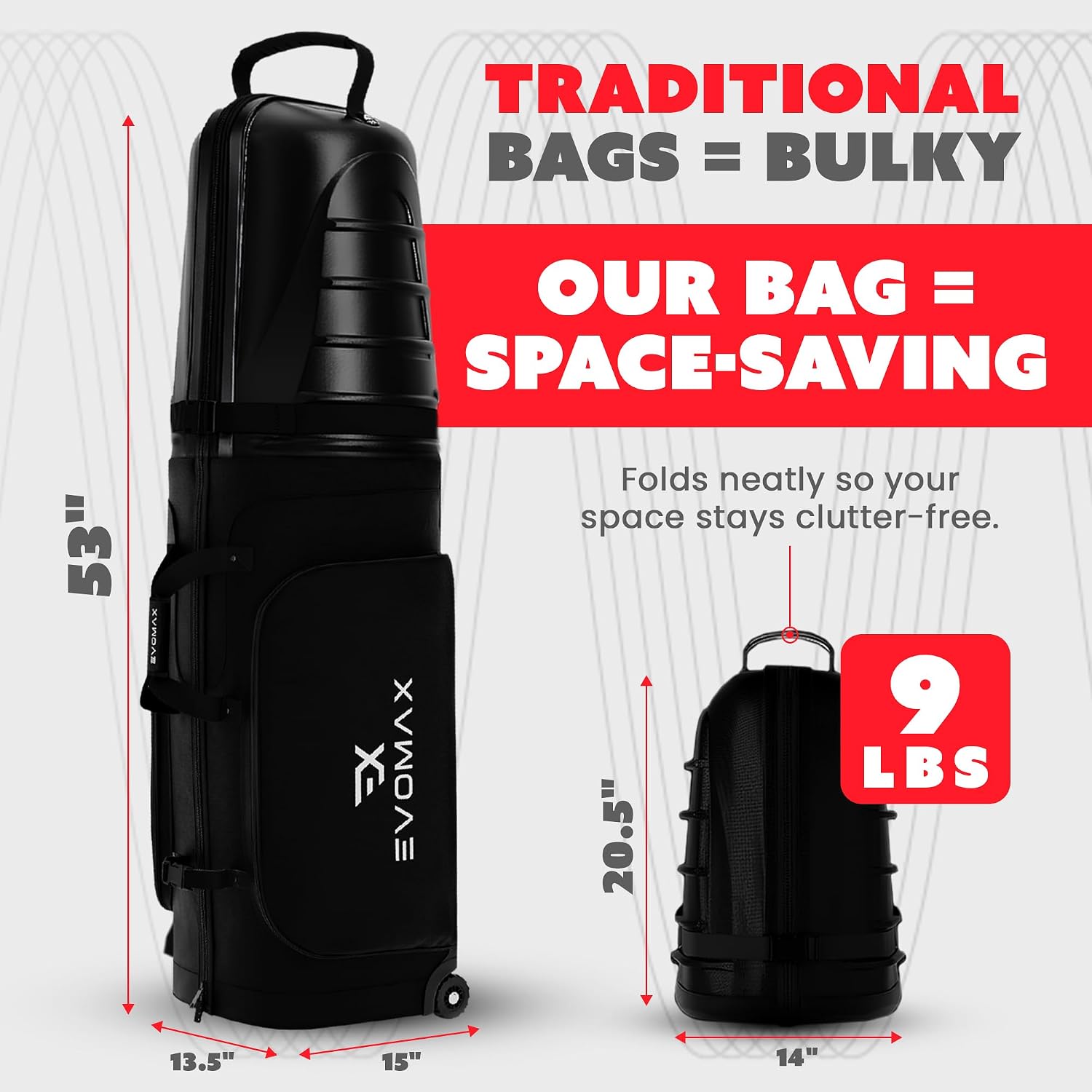 Hard Top Golf Travel Bag for Airlines, 1680D Hard Case Golf Travel Bag with TSA Lock, Wheels, Internal Strap, Grab Handle & Durable Zipper, Collapsible Hard Shell Travel Case for Golf Clubs