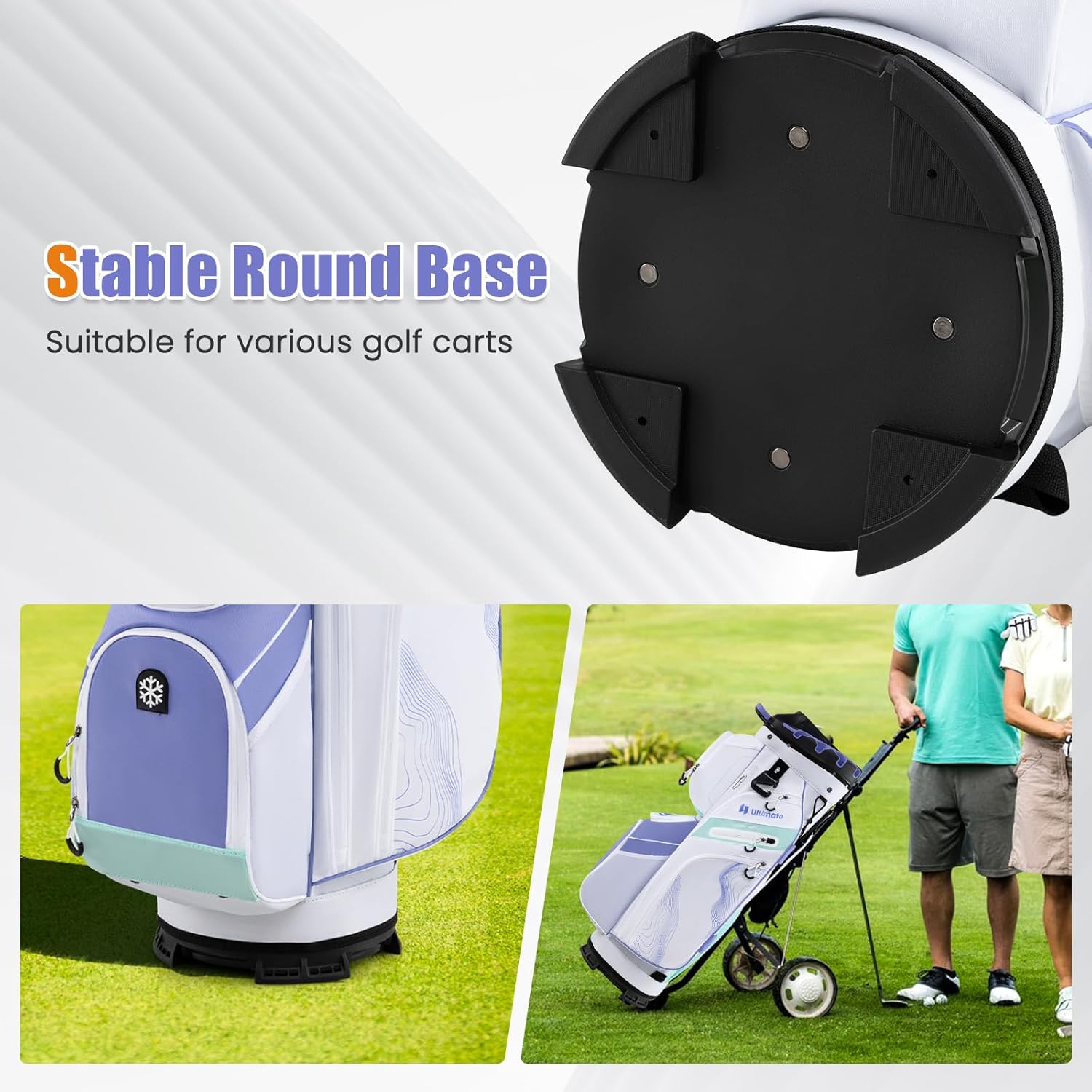 ULTIMATE 14-Way Golf Cart Bag, Golf Bag w/Molded Lock Top & Full Length Dividers, Portable Golf Club Bag w/11 Pockets, Cooler Bag, Padded Strap & Rain Hood for Men Women
