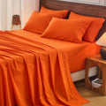 Bedlifes 100% French Flax Linen Sheets Set Queen Size - 6 Piece Extra Deep Pocket 18-24',Soft Breathable Queen Bed Sheets with Temperature Regulating & Moisture-Wicking(Orange