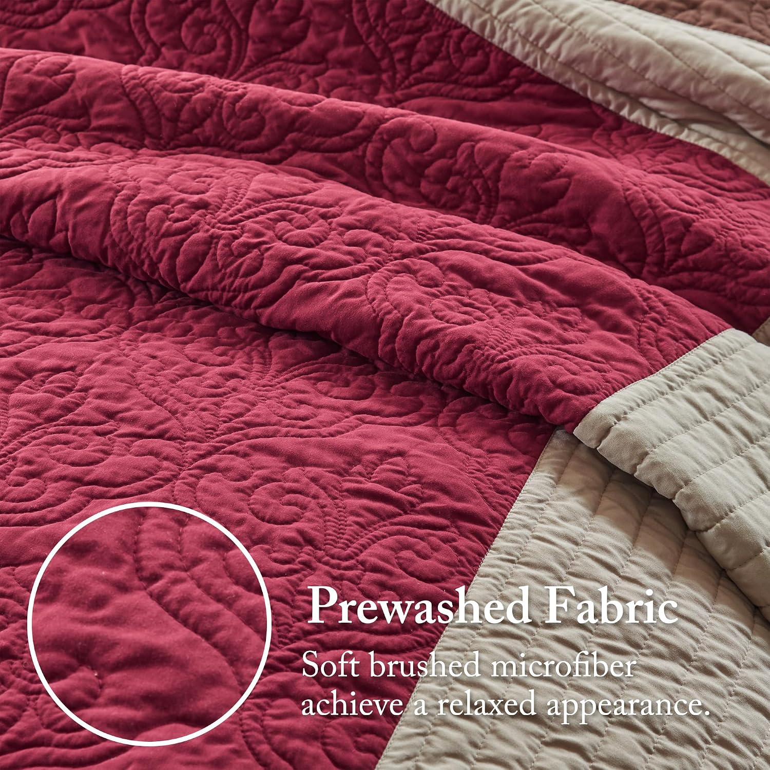 Madison Park Attingham Reversible Quilt Set - All Season Breathable Coverlet, Lightweight Cozy Bedding Layers, Matching Shams, Full/Queen(90'x90'), Red 7 Piece