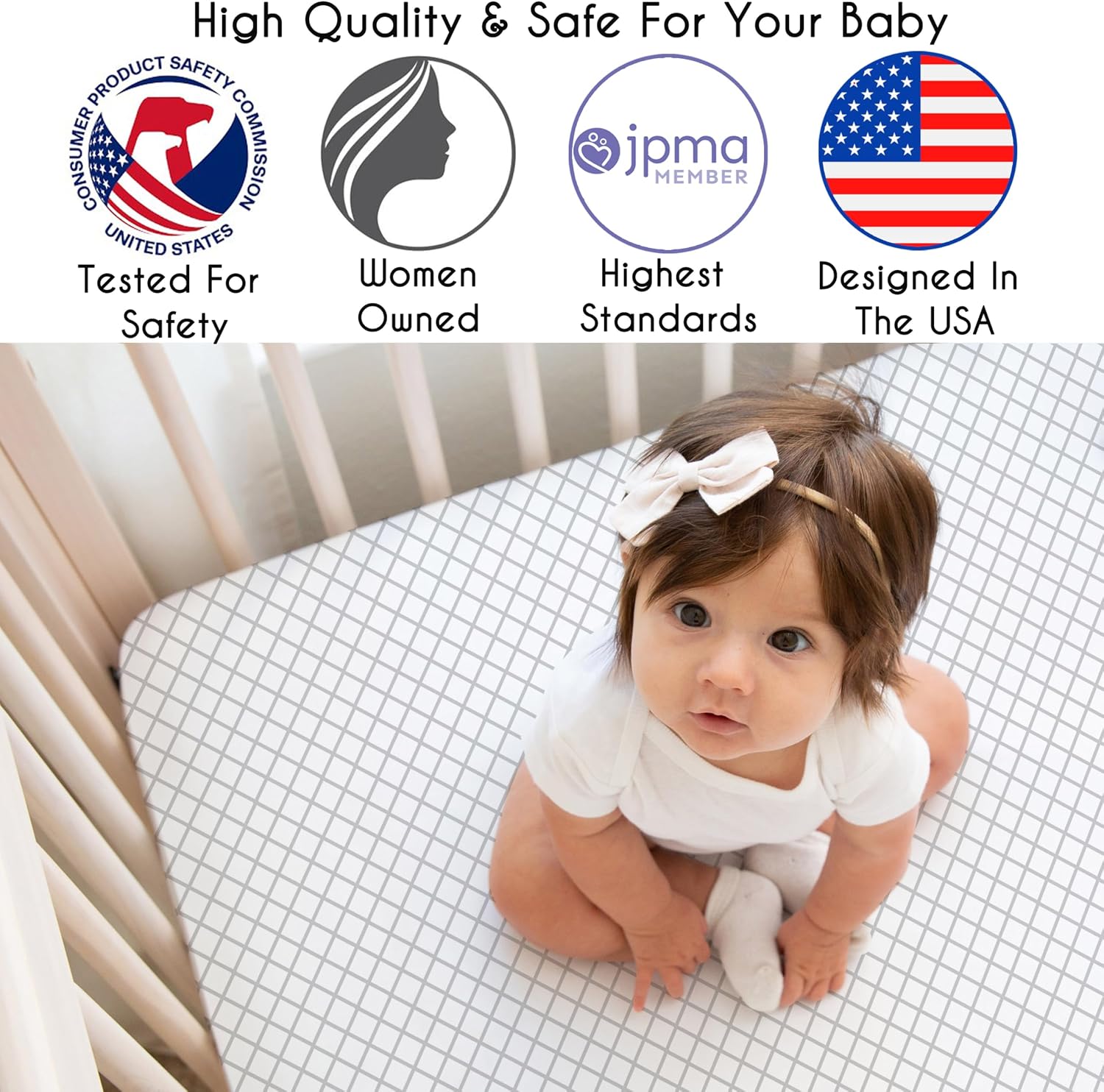 Sweet Jojo Designs 4-Piece Baby Crib Bedding Set (Woodland Bunny Floral) for Girls, Infants/Nursery incl. Blanket, Fitted Sheet, Skirt, Diaper Stacker (Shabby Chic, Boho, Flower, Bohemian, Grey Arrow)