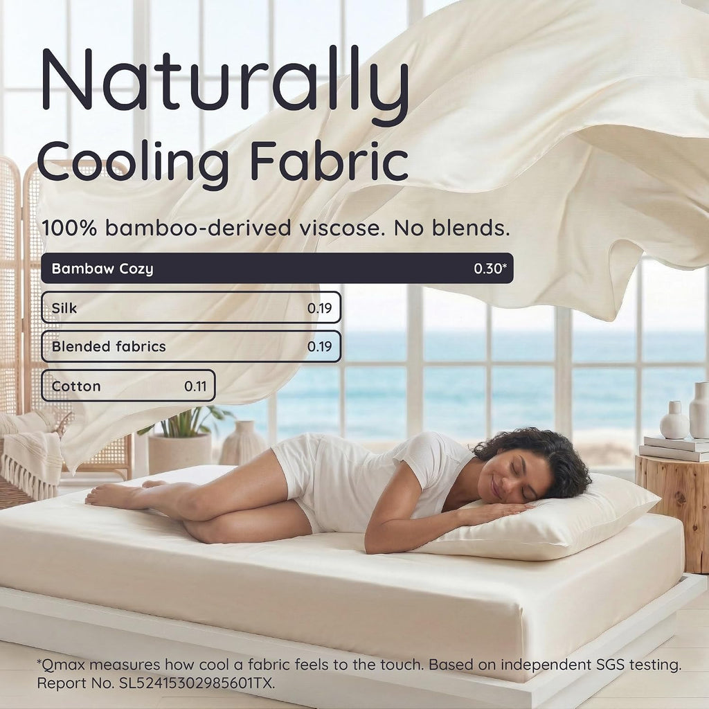 Bambaw King Sheet Set 6pcs – 100% Viscose Derived from Bamboo Sheets King Size Deep Pocket, Fits Up to 16'' with Elastic Corner Straps, Soft Cooling Sheets for Hot Sleepers (Sea Glass)