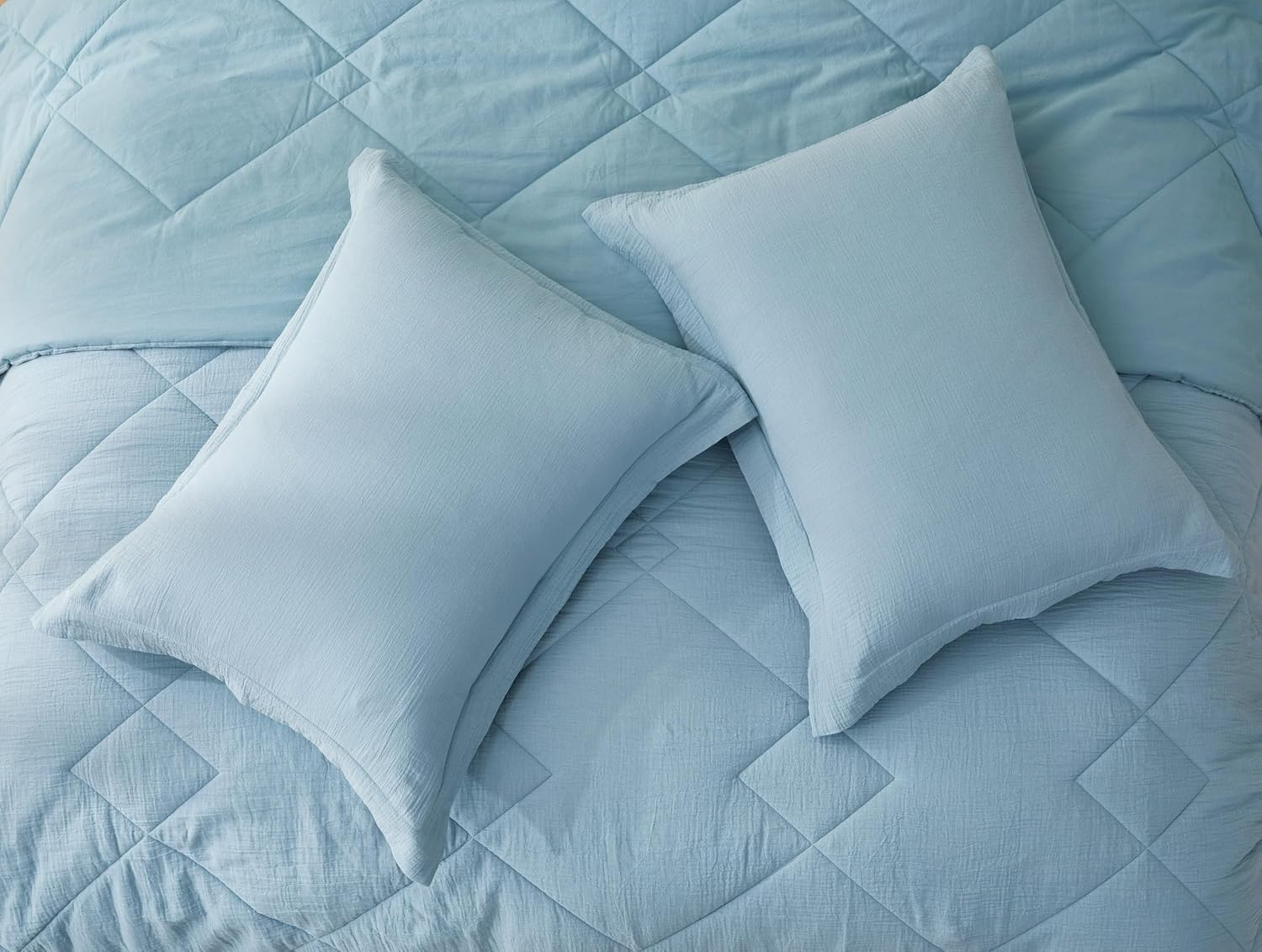 Chezmoi Collection Skye 3-Piece 100% Cotton Muslin Thin Comforter Set Oversized King, Lake Blue Reversible Soft Washed Cotton Gauze Breathable Lightweight Comforter, 130GSM Fill Summer Blanket