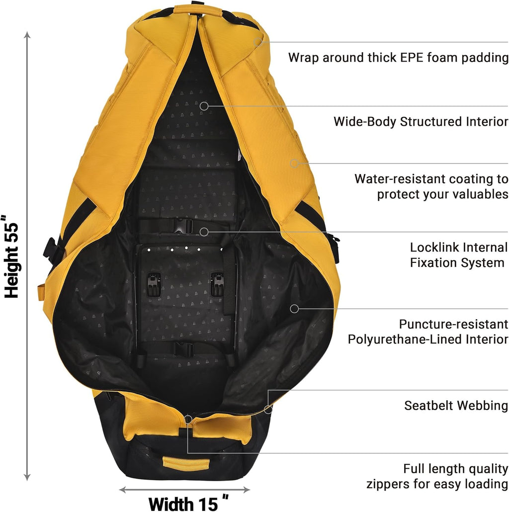 ASK ECHO Locklink StableRoller Golf Travel Bag with 4-Wheel Rolling System, Extendable Support Stand Legs