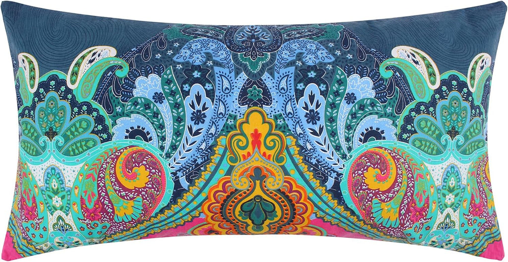 Levtex Home - Mackenzie Duvet Cover Set - King Duvet Cover + Two King Pillow Cases - Bohemian - Teal, Orange, Yellow, Green, Blue - Duvet Cover (106 x 94in.) and Pillow Case (36 x 20in.) - Cotton