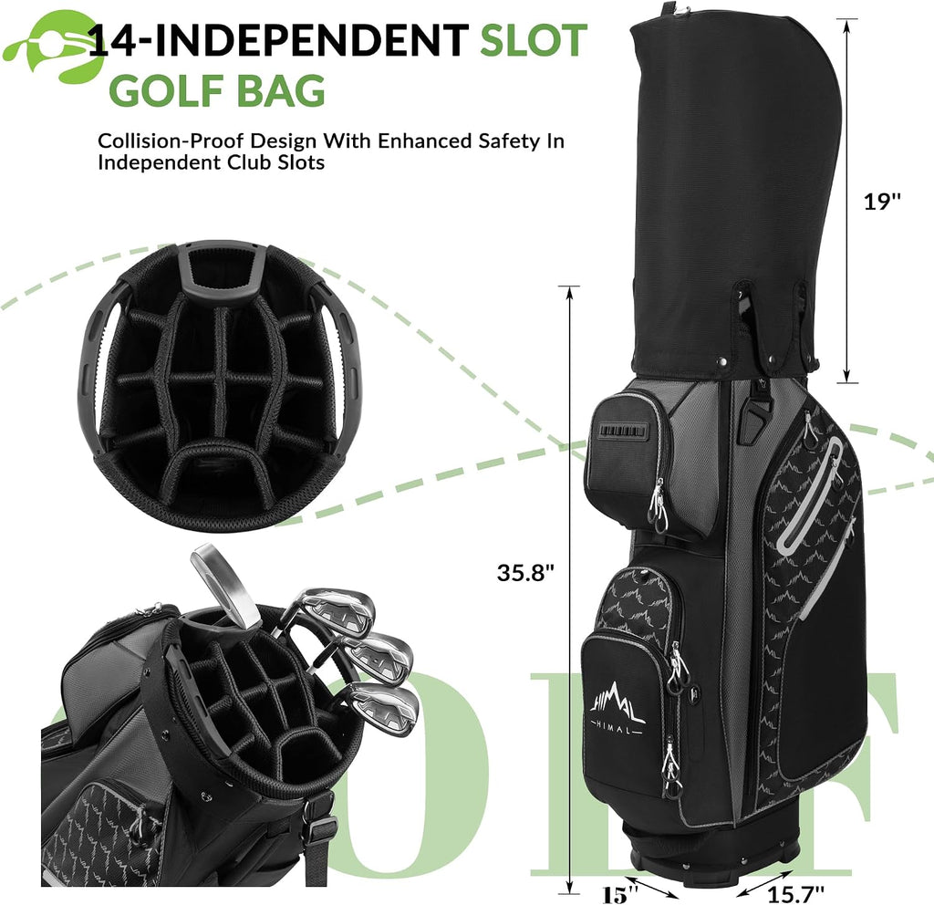 uniHimal 14 Way Golf Cart Bag Featuring Full-Length Divider Top and Multiple Pockets, Golf Bag for Men with Handles and Rain Cover