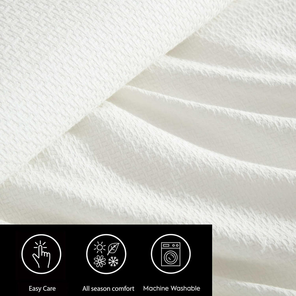Vera Wang - King Comforter Set, Naturally Soft Cotton Bedding w/Matching Pillowcases, Crisp & Smooth w/a Lightweight Feel, 3 Piece Bed Set (Threaded Basketweave White)