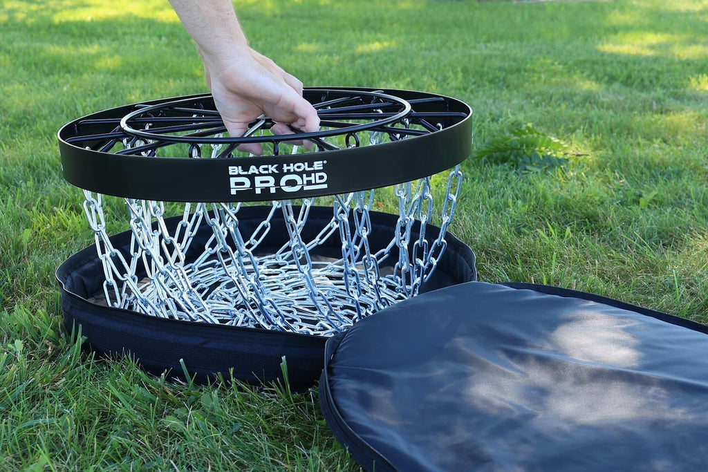 MVP Disc Sports Black Hole Pro HD 24-Chain Portable Disc Golf Basket with Transit Bag