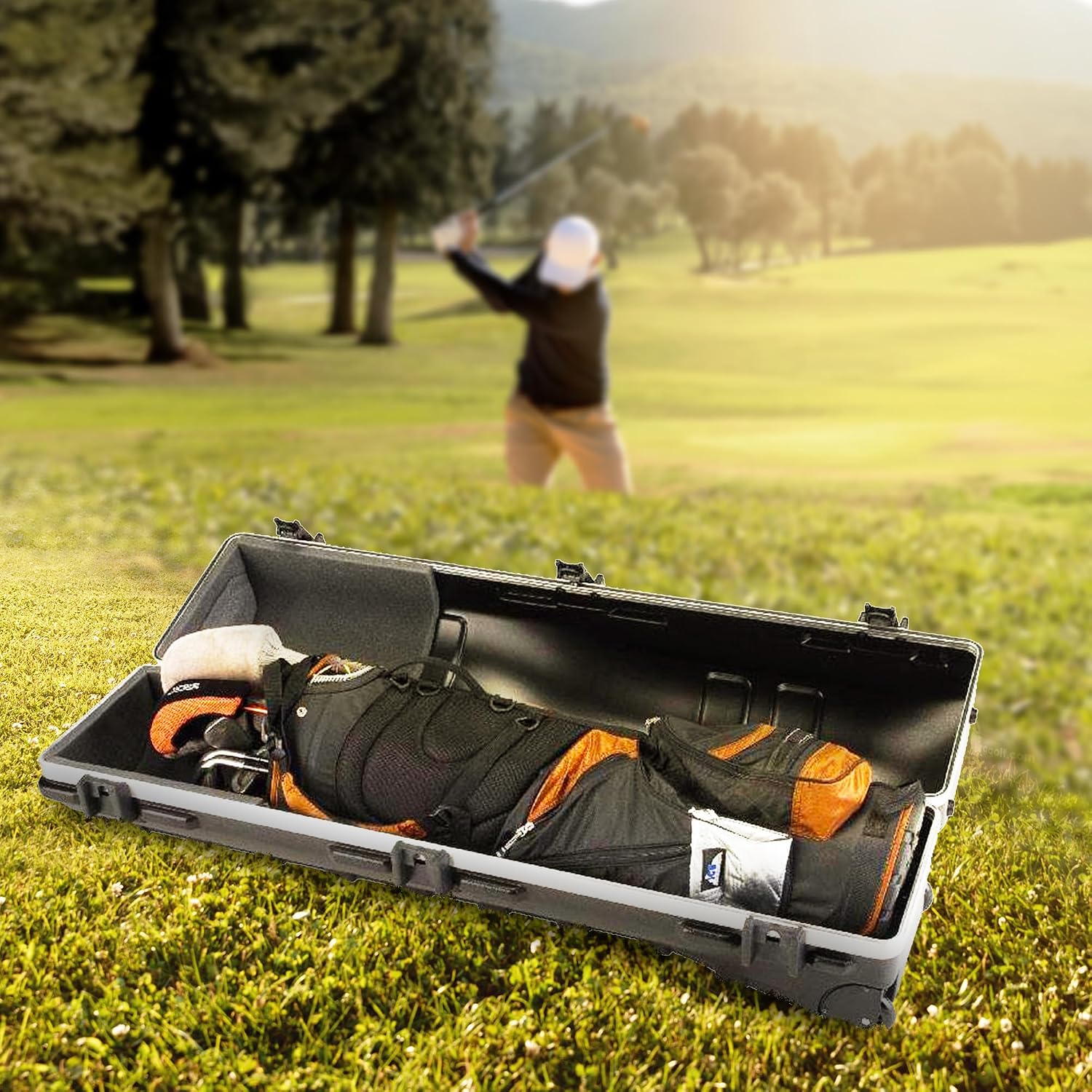 SKB Staff ATA Hard Shell Plastic Golf Travel Case for Cart Bags