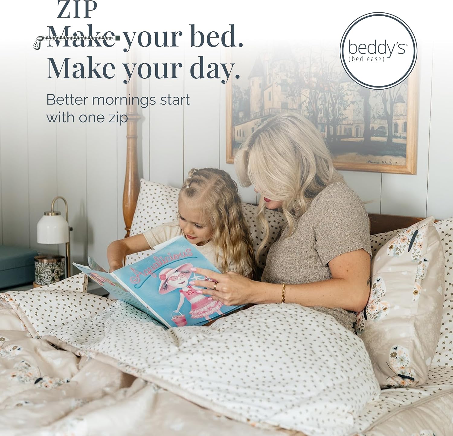 Beddy's Butterfly Themed Durable Zipper Bedding for Kids - Bed in a Bag - Beige Sheets & Comforter with Butterflies, Hearts & Floral Design - Includes Pillowcase & Sham - Easy to Make & Wash - Twin