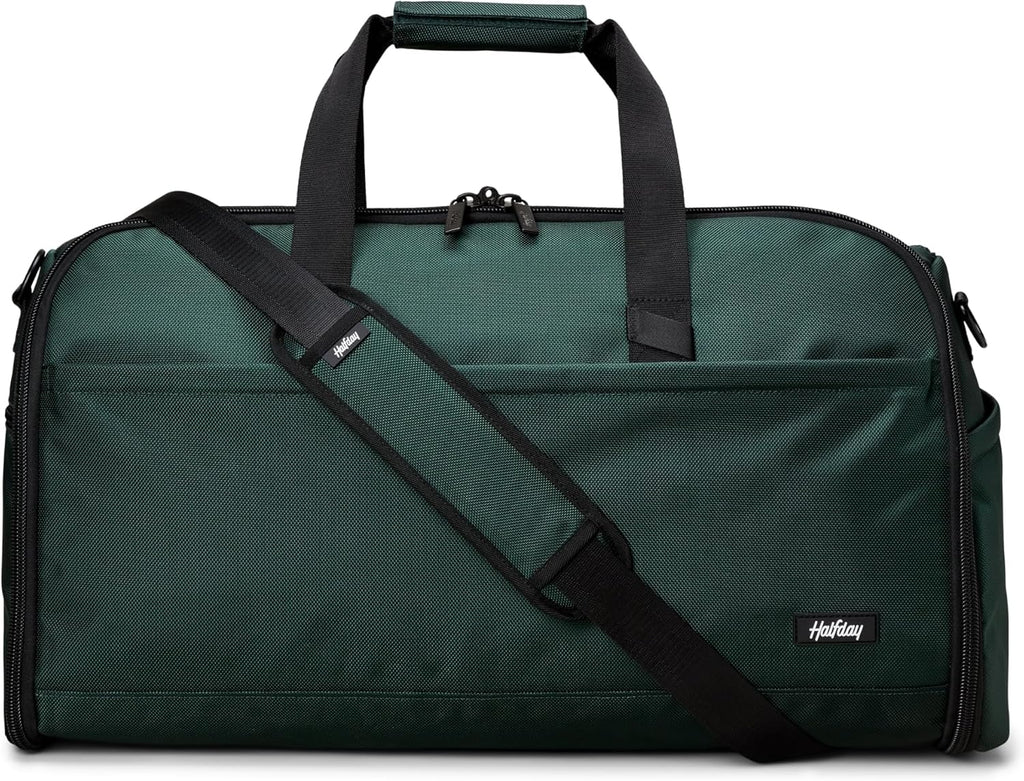 Halfday Convertible 2-in-1 Premium Garment Duffel Weekender Bag 45L: Wrinkle-Free Travel (Hanging Suit Compartment, Shoe Pockets, Trolley Sleeve), Balistic Nylon Carry-on, Palm