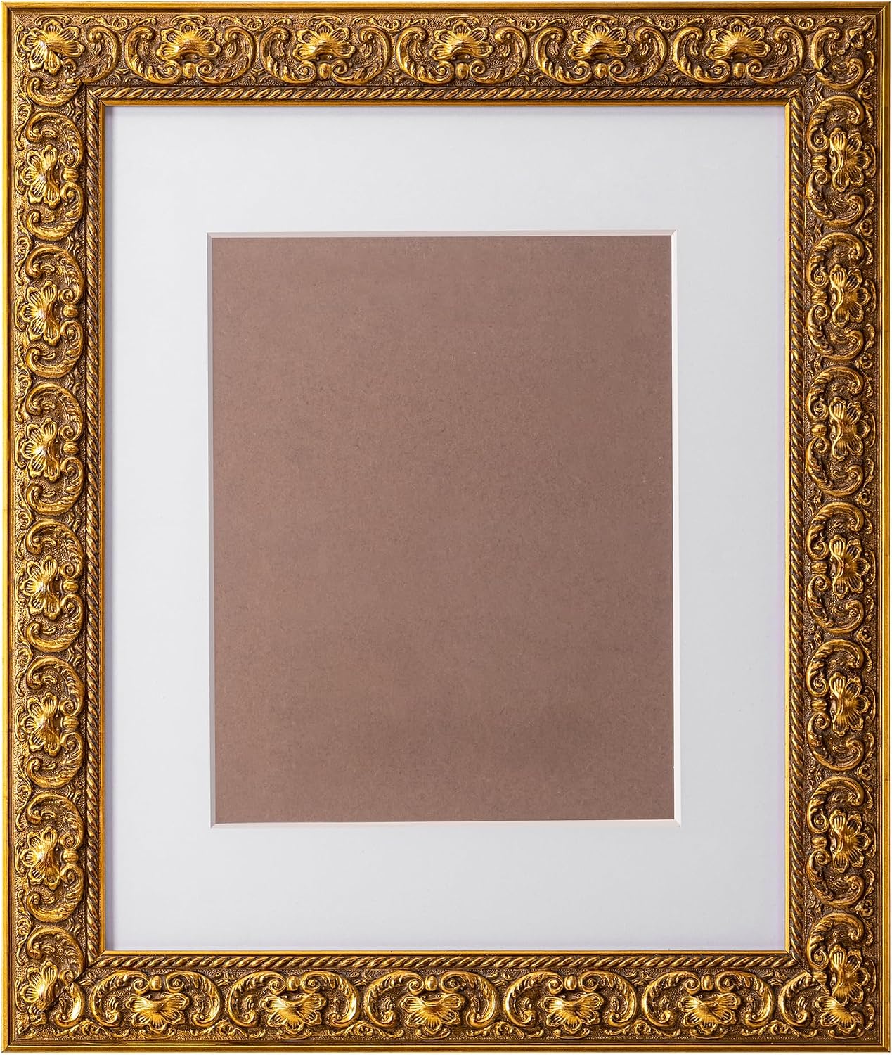 ArtXO 18x24 Picture Frame Gold, Display Pictures 16x20 with Mat or 18x24 Without Mat, Wall Hanging Photo Frame, Vintage Poster Frame Wooden