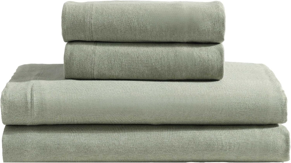 Calvin Klein - King Size Sheets Set, Naturally Soft Cotton-Blend Melange Jersey Bedding - Bed Sheets with Matching Pillowcases & Fitted Sheet (Modern Cotton Green)