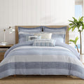Levtex Home Sand Stripes Blue Twin Duvet Cover Set (68x88in) with 1 Pillowcase (26x20in) - Woven Jacquard Stripe - Blue, Grey, White - 100% Cotton Twin Size Duvet Cover Set - Soft, Pre-Washed