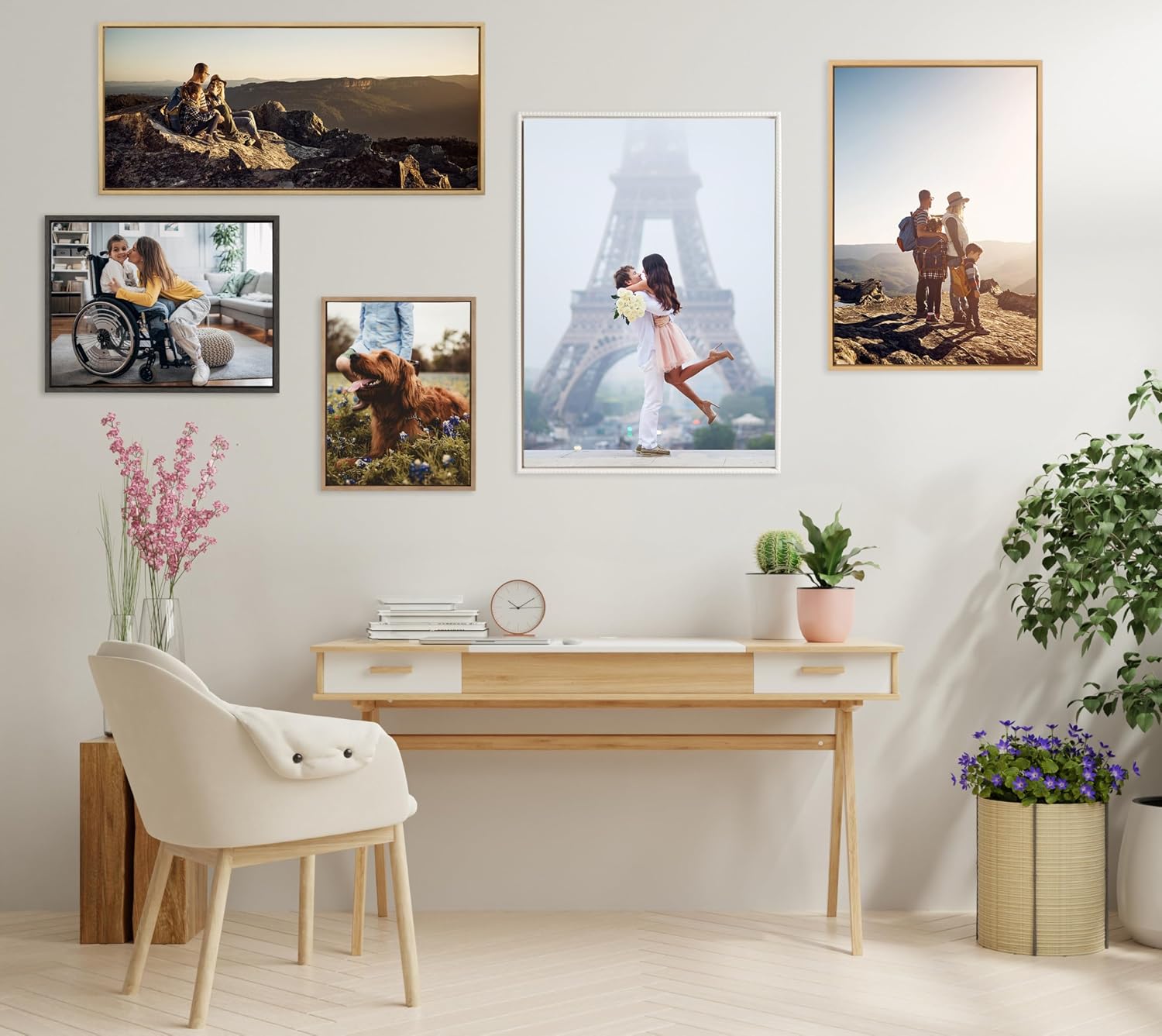 Kate and Laurel Custom Printed Framed Canvas Wall Art, 38x28 Black, Sylvie Personal Canvas Print with Your Photos for Bedroom or Living Room Gallery Wall Decor | Printed and Hand Framed in the USA