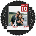Poster Palooza Pack of TEN 12x16 Mats Bevel Cut for 11x14 Photos - Acid Free Black Suede Precut Matboards For Pictures, Photos, Framing - 4-ply Thickness